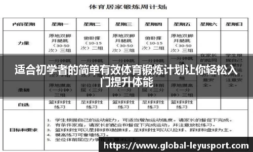 适合初学者的简单有效体育锻炼计划让你轻松入门提升体能